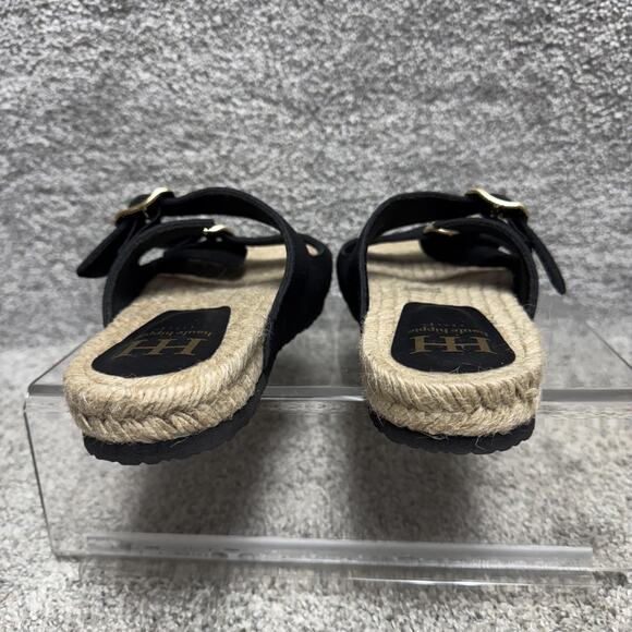 Haute Hippie Style Sandals Womens Size 6.5 Black Espadrille Double Buckle Slides - Picture 6 of 9